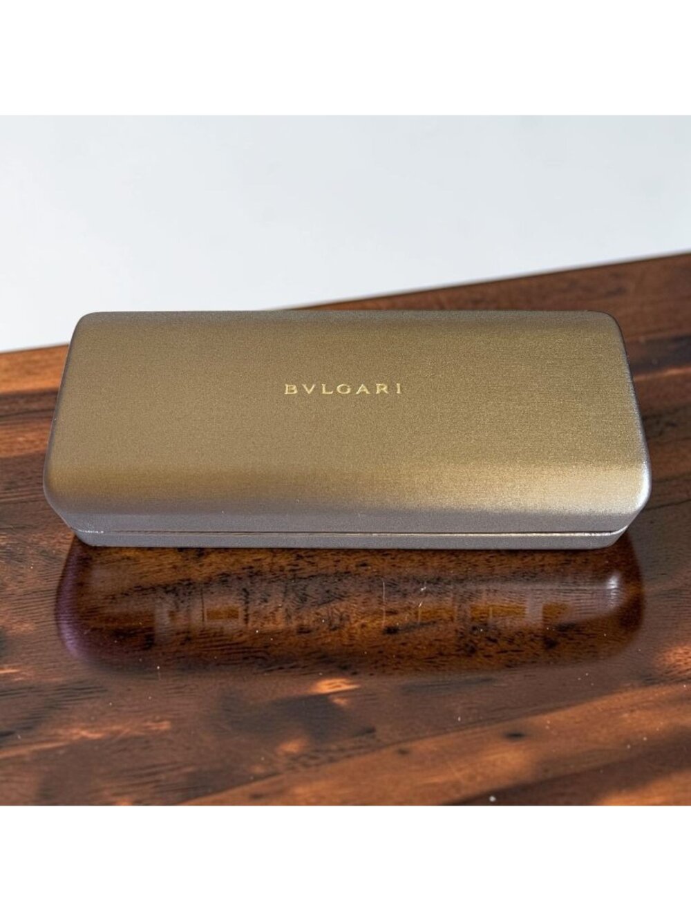 Bvlgari Brushed Gold Luxury Sunglasses Case With Velvet-Lined Interior 6"x 2.5"
